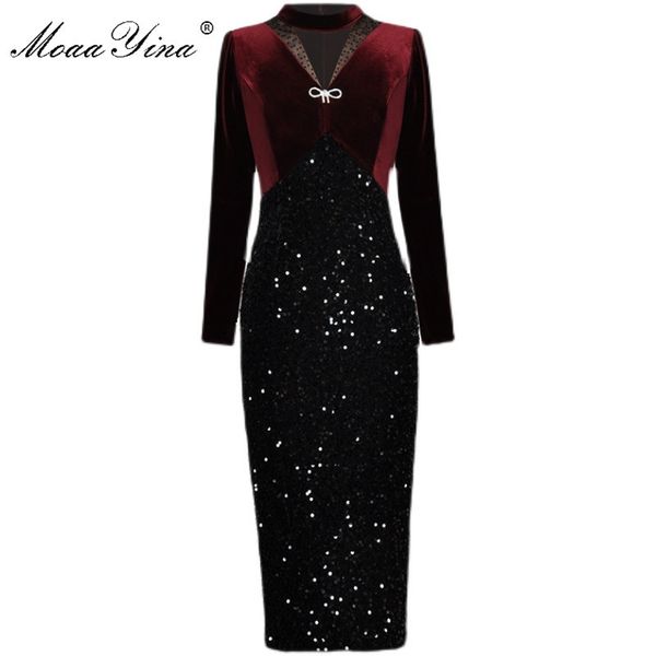 fashion designer dress spring women's dress long sleeve velvet patchwork sequins package hip party dresses 210524, Black;gray
fashion designer dress spring women's dress long sleeve velvet patchwork sequins package hip party dresses 210524, Black;gray