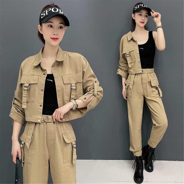 women's two piece pants women 2021 spring autumn cargo sets female crop short jacket and ladies casual streetwear suit c359, White
women's two piece pants women 2021 spring autumn cargo sets female crop short jacket and ladies casual streetwear suit c359, White