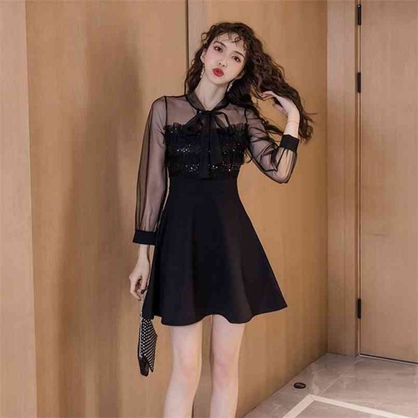 spring autumn women's dress french retro lace pure color slim thin long sleeve short female es ll872 210506, Black;gray
spring autumn women's dress french retro lace pure color slim thin long sleeve short female es ll872 210506, Black;gray