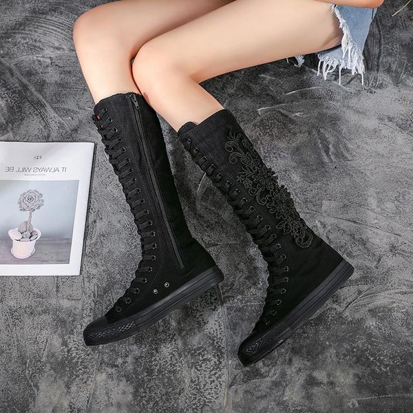 boots shoes inner zipper rubber high tube autumn casual canvas women's, Black
boots shoes inner zipper rubber high tube autumn casual canvas women's, Black