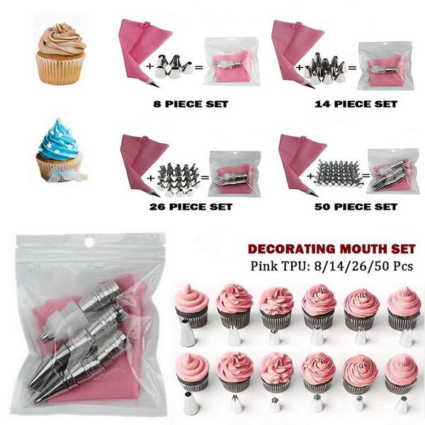 8/14/26/50pcs/set silicone pastry bag tips kitchen diy cake icing piping cream decorating tools reusable bags baking &
8/14/26/50pcs/set silicone pastry bag tips kitchen diy cake icing piping cream decorating tools reusable bags baking &