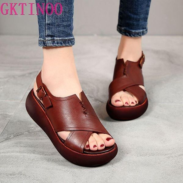women genuine leather sandals summer wedge platform gladiator open toe retro casual high heel, Black
women genuine leather sandals summer wedge platform gladiator open toe retro casual high heel, Black