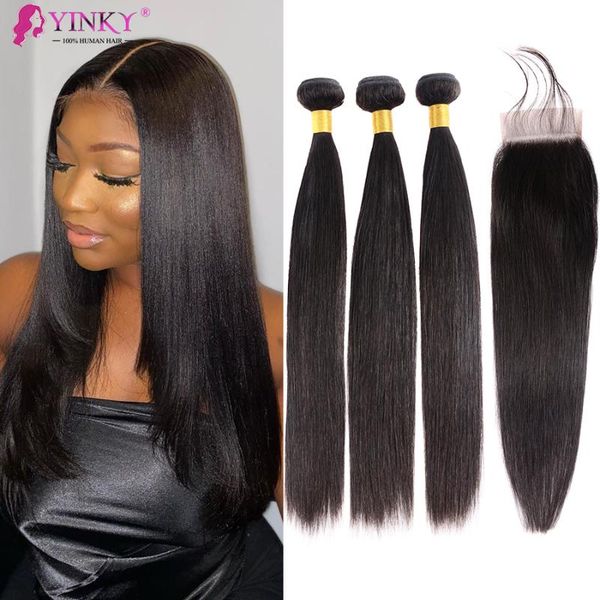 human hair bulks straight bundles with closure peruvian 4x4 lace natural extensions, Black 
human hair bulks straight bundles with closure peruvian 4x4 lace natural extensions, Black