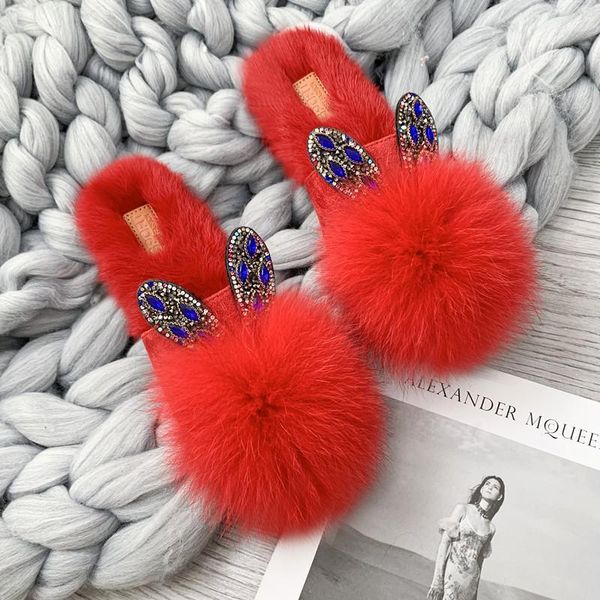 slippers 2021 spring autumn design double heart rhinestone ear natural fur headgear flat shoes half drag women's, Black
slippers 2021 spring autumn design double heart rhinestone ear natural fur headgear flat shoes half drag women's, Black