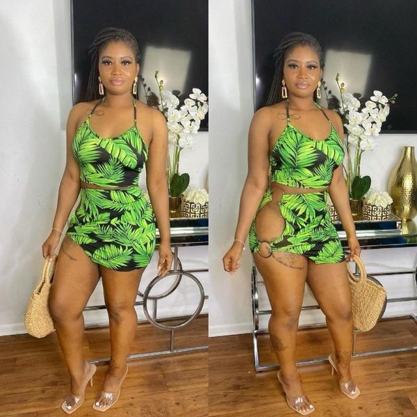 women's tracksuits adfvat halter backless crop green leaves printed skinny mini skirts slim hollow lrregular suits ls6417, Gray
women's tracksuits adfvat halter backless crop green leaves printed skinny mini skirts slim hollow lrregular suits ls6417, Gray