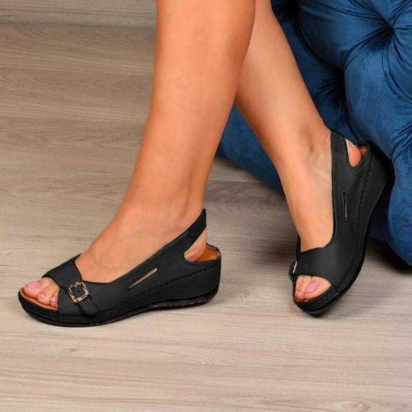 sandals summer women peep toe wedge heel platform back strap elastic band buckle decoration mature casual ladies shoes female 75od, Black
sandals summer women peep toe wedge heel platform back strap elastic band buckle decoration mature casual ladies shoes female 75od, Black
