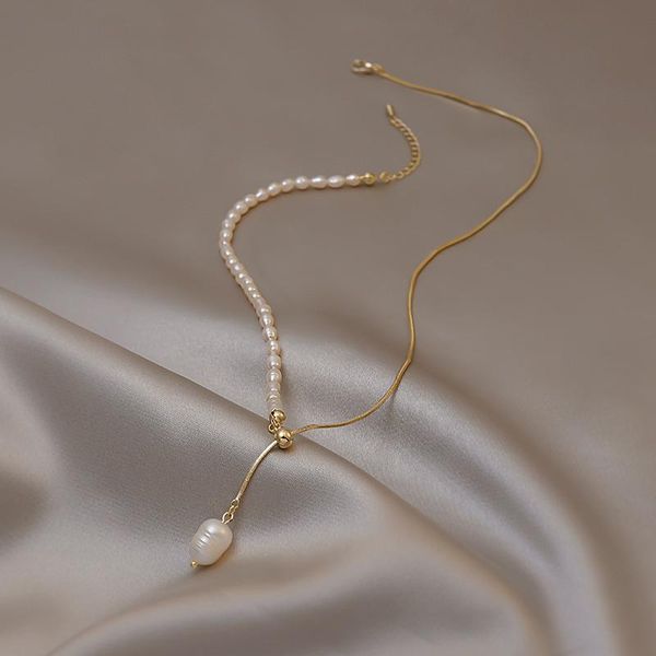 pendant necklaces korea design fashion jewelry simple freshwater pearl necklace elegant women's stretchable adjustable clavicle, Silver
pendant necklaces korea design fashion jewelry simple freshwater pearl necklace elegant women's stretchable adjustable clavicle, Silver