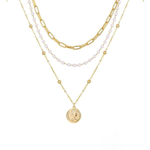 chains stainless steel bohemia multi layer pearl coin pendant necklace vintage gold plated women's long for fashion jewelry, Silver
chains stainless steel bohemia multi layer pearl coin pendant necklace vintage gold plated women's long for fashion jewelry, Silver