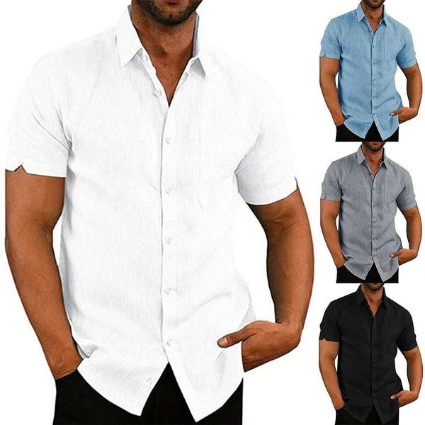 men's casual shirts linen shirt solid color slim fit short sleeve button down summer lapel work blouse tee formal dress 2021, White;black
men's casual shirts linen shirt solid color slim fit short sleeve button down summer lapel work blouse tee formal dress 2021, White;black