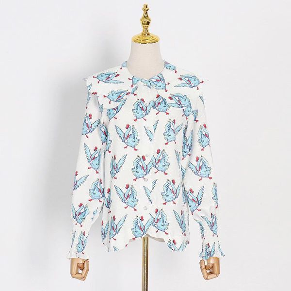 spring fashion temperament casual round-neck print lantern sleeve single-row button design loose shirt women's blouses & shirts, White
spring fashion temperament casual round-neck print lantern sleeve single-row button design loose shirt women's blouses & shirts, White