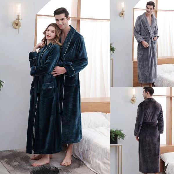 men's sleepwear autumn winter bathrobe plus size thickening lengthening flannel warmth fleece and women's pajamas e3, Black;brown
men's sleepwear autumn winter bathrobe plus size thickening lengthening flannel warmth fleece and women's pajamas e3, Black;brown