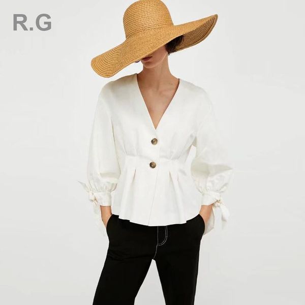 women's blouses & shirts rg fashion v-neck women blouse bow decoration cuff long sleeve crop summer autumn blusas femininas 2021, White
women's blouses & shirts rg fashion v-neck women blouse bow decoration cuff long sleeve crop summer autumn blusas femininas 2021, White