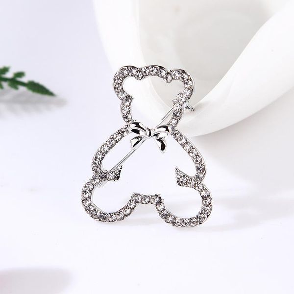 pins, brooches fashion crystal animal bear pin jewelry for women suit brooch clothing buckle accessories gift, Gray