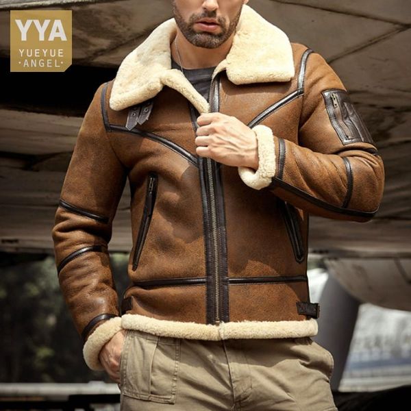 men's leather & faux eco sheepskin wool shearling coat men turn-down collar moto biker jacket genuine winter real fur outerwear, Black
men's leather & faux eco sheepskin wool shearling coat men turn-down collar moto biker jacket genuine winter real fur outerwear, Black