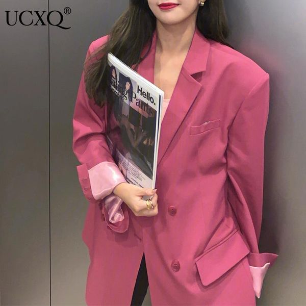 women's suits & blazers ucxq woman blazer rose pink solid double breasted loose long sleeve jacket casual style 2021 autumn korean fash, White;black
women's suits & blazers ucxq woman blazer rose pink solid double breasted loose long sleeve jacket casual style 2021 autumn korean fash, White;black