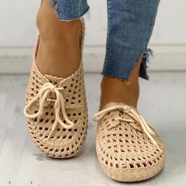 ladies woven platform shoes lace-up sandals casual beach summer slippers, Black
ladies woven platform shoes lace-up sandals casual beach summer slippers, Black