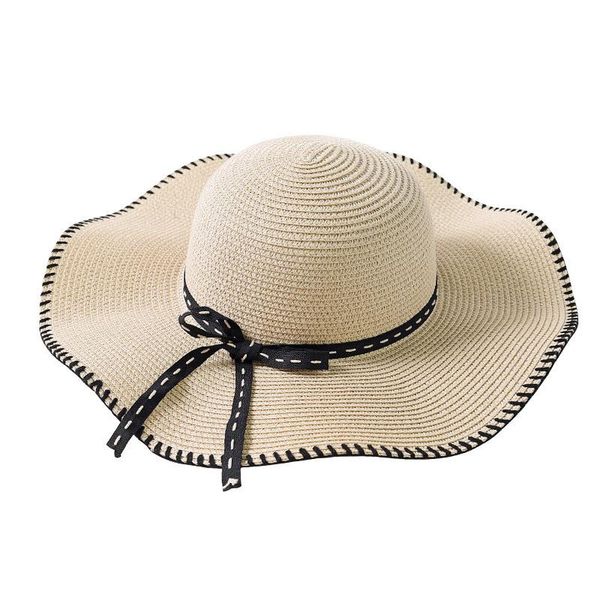 wide brim sun hats for women embroidery black bow panama straw hat folded floppy beach ladies caps chapeu feminino, Blue;gray 
wide brim sun hats for women embroidery black bow panama straw hat folded floppy beach ladies caps chapeu feminino, Blue;gray
