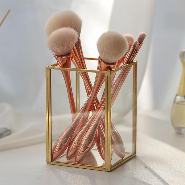 hooks & rails golden cosmetic storage box desklipstick finishing glass plaid jewelry classification makeup brush organizer
hooks & rails golden cosmetic storage box desklipstick finishing glass plaid jewelry classification makeup brush organizer