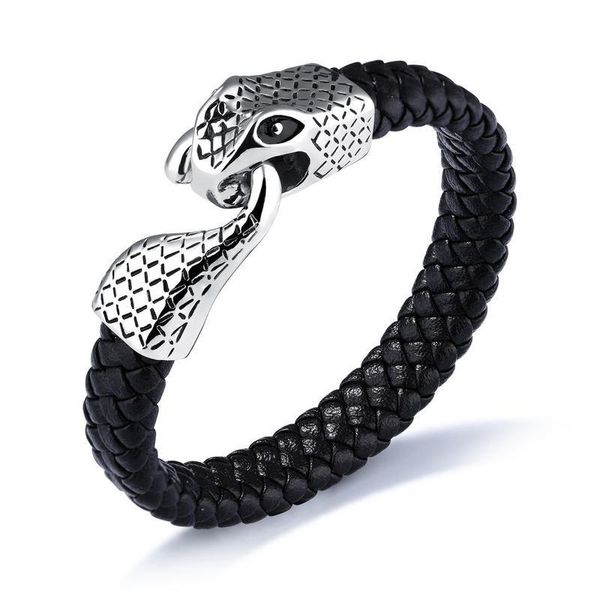 fashion stainless steel snake black men bracelet leather genuine braided punk rock bangles jewelry accessories friend link, chain
fashion stainless steel snake black men bracelet leather genuine braided punk rock bangles jewelry accessories friend link, chain