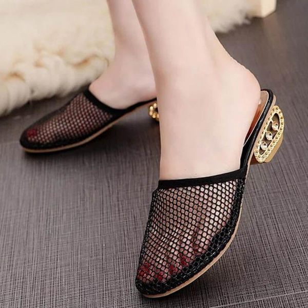 slippers air mesh square toe mules flipflops shoes women sandals breathable slides cut out crystal chunky metal heels women35-43, Black
slippers air mesh square toe mules flipflops shoes women sandals breathable slides cut out crystal chunky metal heels women35-43, Black