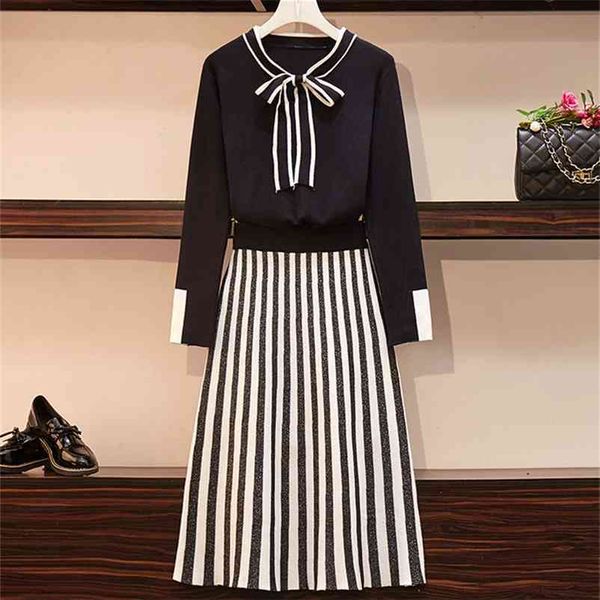 sweet bow sweater and stripe mid-length skirt women's elegant sets fashion korean style knitted long sleeve two-piece suit 210522, White
sweet bow sweater and stripe mid-length skirt women's elegant sets fashion korean style knitted long sleeve two-piece suit 210522, White