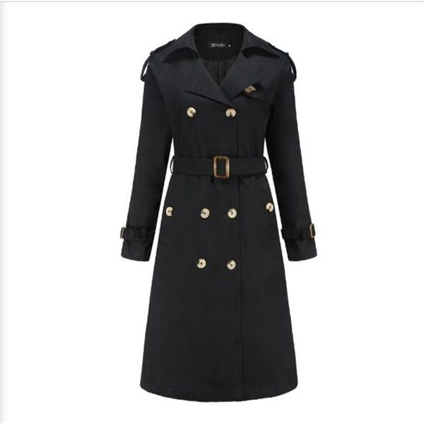 women's trench coats autumn women cotton solid lapel collect waist long sleeve overcoat england style elegant fair maiden casual slim d, Tan;black