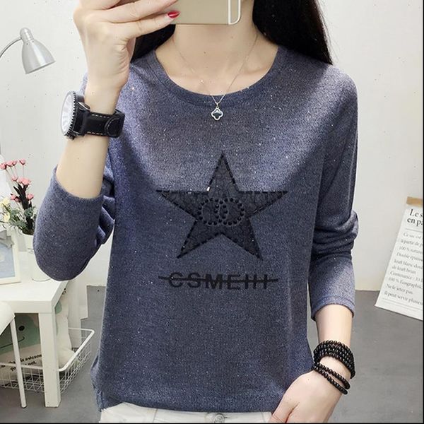 women t shirts autumn korean vogue shirt vintage woman tshirt diamonds letter print long sleeve loose casual tee femme, White
women t shirts autumn korean vogue shirt vintage woman tshirt diamonds letter print long sleeve loose casual tee femme, White