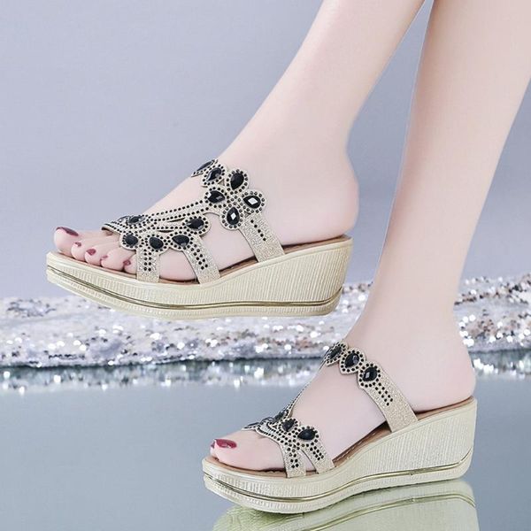 sandals women ladies bohemia crystal wedges thick peep toe slippers shoes woman solid anti-slip fashion 2021, Black
sandals women ladies bohemia crystal wedges thick peep toe slippers shoes woman solid anti-slip fashion 2021, Black