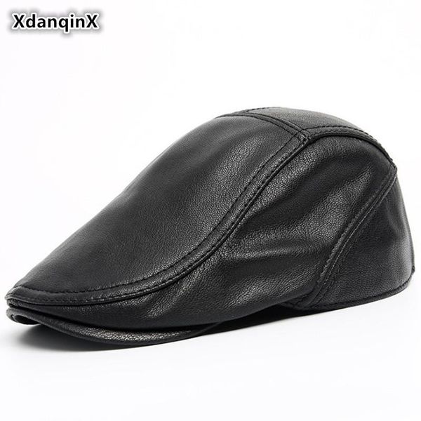berets xdanqinx sheepskin leather cap men's genuine hat simple beret adjustable head size middle-aged men tongue, Blue;gray
berets xdanqinx sheepskin leather cap men's genuine hat simple beret adjustable head size middle-aged men tongue, Blue;gray