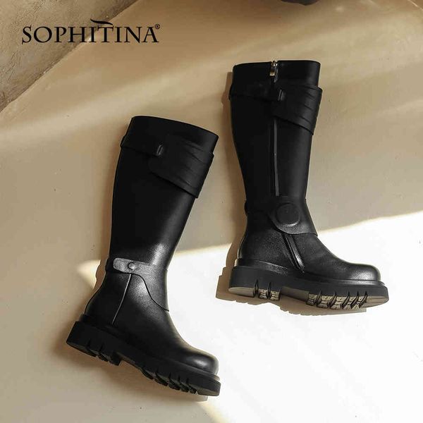sophitina women's shoes patchwork genuine leather knee-high boots fashion long platform winter women boots po772 210513, Black
sophitina women's shoes patchwork genuine leather knee-high boots fashion long platform winter women boots po772 210513, Black