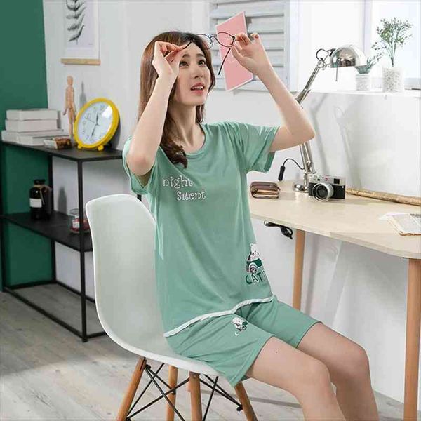 pajamas summer short sleeve shorts womens sleepwears large size loose cartoon round neck leisure home wear suit, Black;red
pajamas summer short sleeve shorts womens sleepwears large size loose cartoon round neck leisure home wear suit, Black;red