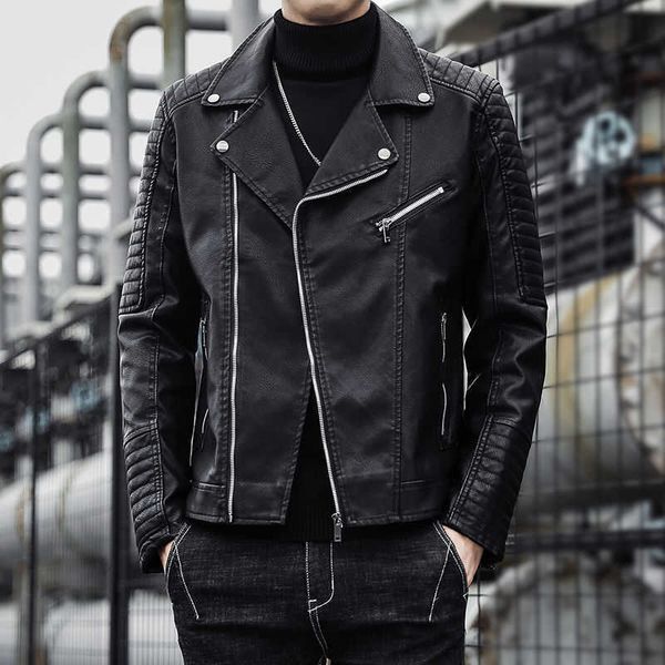 pu leather motorcycle mens jackets spring autumn lapel design joint thicken slim windproof zipper jacket male clothes hip hop 211009, Black
pu leather motorcycle mens jackets spring autumn lapel design joint thicken slim windproof zipper jacket male clothes hip hop 211009, Black