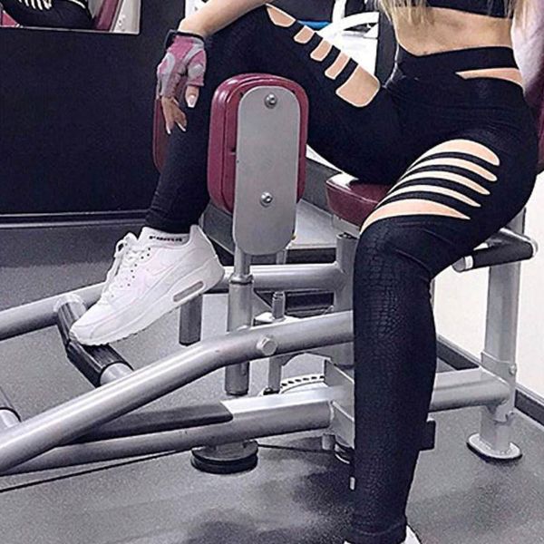 women's leggings 30# broken hole woman pants spring and autumn cross waist leggin high elastic fitness, Black
women's leggings 30# broken hole woman pants spring and autumn cross waist leggin high elastic fitness, Black