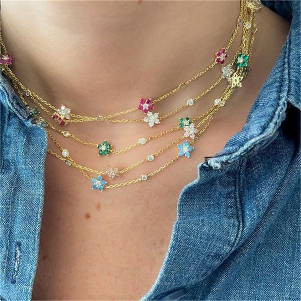 2021 spring new arrived cz stone flower charm station chain gold colorful necklace for women, Silver
2021 spring new arrived cz stone flower charm station chain gold colorful necklace for women, Silver