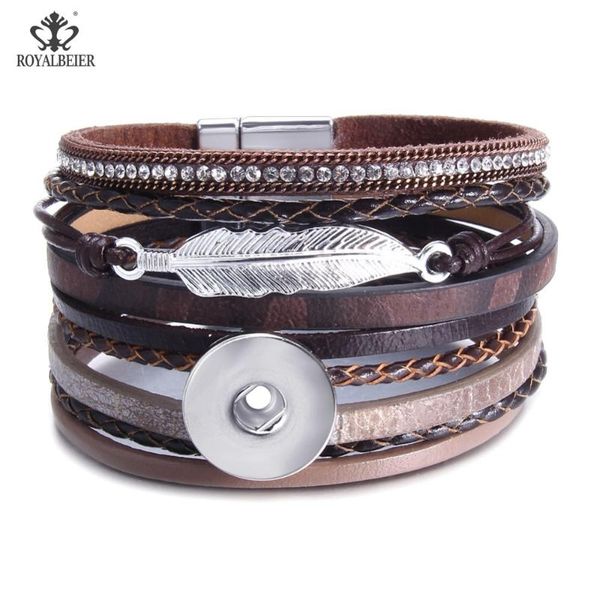 charm bracelets royalbeier adjustable multi-layer wrist leather bracelet fit 18mm snap button band ladies men charms accessories sz0673, Golden;silver
charm bracelets royalbeier adjustable multi-layer wrist leather bracelet fit 18mm snap button band ladies men charms accessories sz0673, Golden;silver