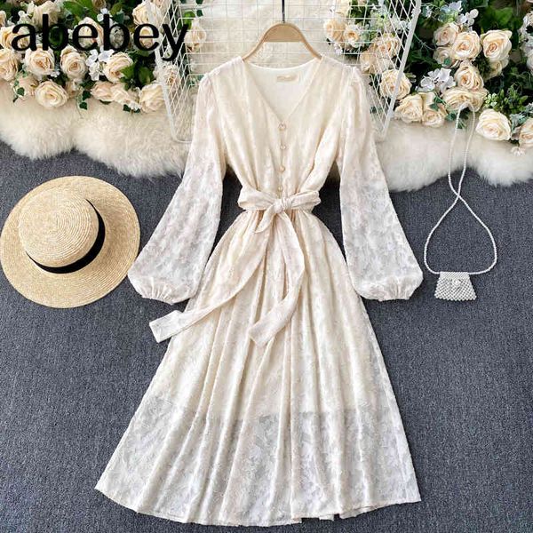 women elegant french dress sweet puff sleeve v neck lace up a-line es autumn fashion streetwear midi long 210512, Black;gray
women elegant french dress sweet puff sleeve v neck lace up a-line es autumn fashion streetwear midi long 210512, Black;gray
