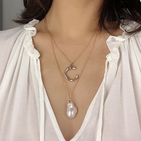 pendant necklaces -shaped double-layer necklace for women asymmetric pearl baroque long ladies jewelry collares, Silver
pendant necklaces -shaped double-layer necklace for women asymmetric pearl baroque long ladies jewelry collares, Silver