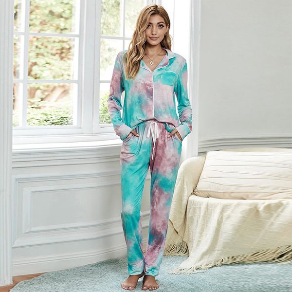 dyed shiying tie pajamas 2021 new leisure knitting long sleeve trousers women's home suit, Black;red
dyed shiying tie pajamas 2021 new leisure knitting long sleeve trousers women's home suit, Black;red