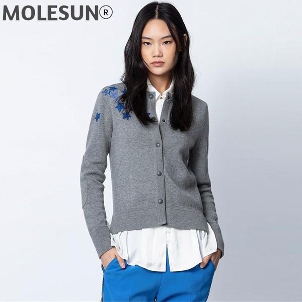 women's knits & tees fashion gray women sweaters jacket 2021 blue star embroidery cardigan strass o neck front buttons long sleeves sid, White
women's knits & tees fashion gray women sweaters jacket 2021 blue star embroidery cardigan strass o neck front buttons long sleeves sid, White