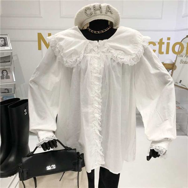 doll collar white long sleeve shirt women autumn/winter niche design fashion black lace lantern with women's blouses & shirts
doll collar white long sleeve shirt women autumn/winter niche design fashion black lace lantern with women's blouses & shirts