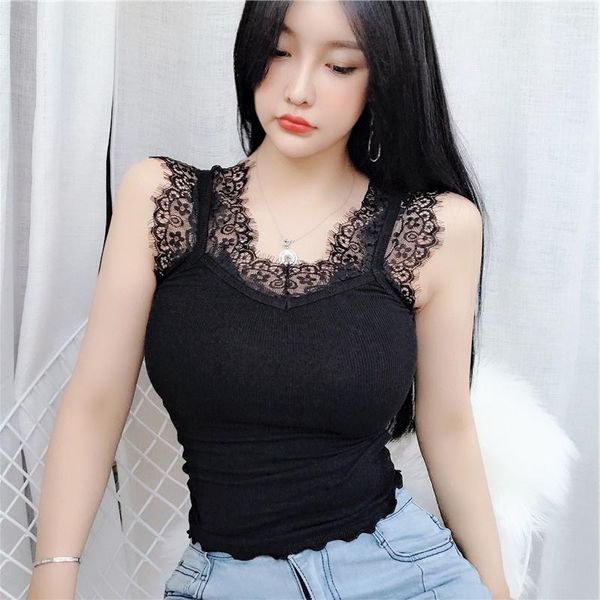 women's tanks & camis womengaga 2021 korea autumn slim v-neck bottom eyelash lace camisole women vest tank winter sc8u, White 
women's tanks & camis womengaga 2021 korea autumn slim v-neck bottom eyelash lace camisole women vest tank winter sc8u, White