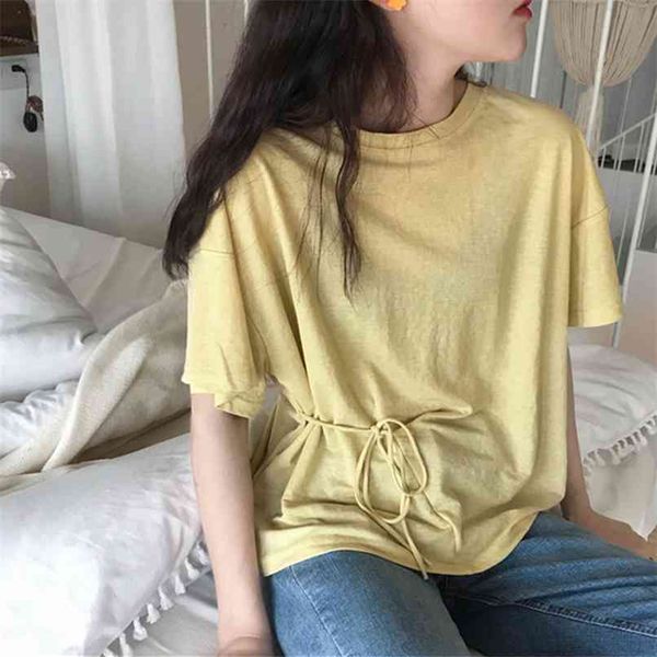 women spring summer t-shirts solid multi colors bottoming casual irregular soft lace up short t6647 210427, Black;gray
women spring summer t-shirts solid multi colors bottoming casual irregular soft lace up short t6647 210427, Black;gray