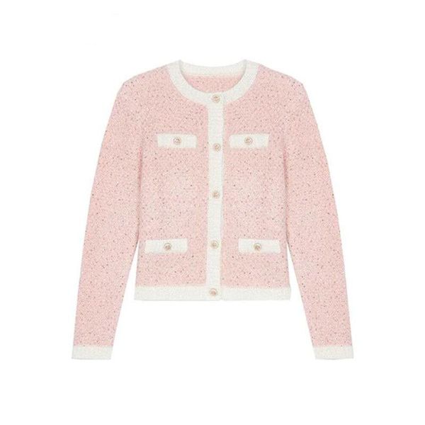 women's knits & tees women sweater 2021 fall four-color shiny blended knit cardigan jacket, White
women's knits & tees women sweater 2021 fall four-color shiny blended knit cardigan jacket, White
