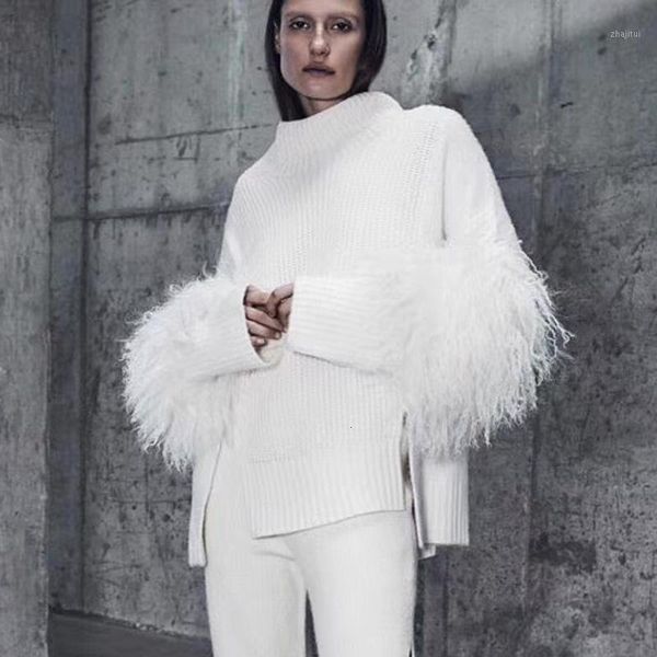 women's sweaters 2021 spring and autumn fashion lazy style sweater loose version of turtleneck knitting side slit sleeves sheep tan woo, White;black
women's sweaters 2021 spring and autumn fashion lazy style sweater loose version of turtleneck knitting side slit sleeves sheep tan woo, White;black