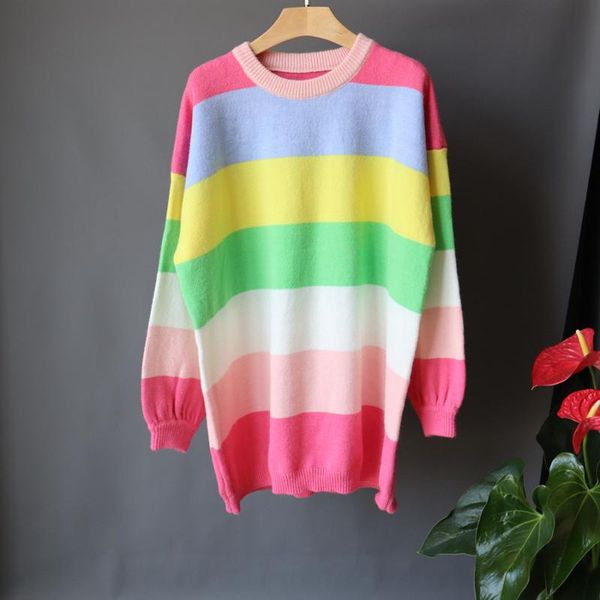 women's sweaters neploe rainbow striped women sweater 2021 autumn winter korean causal pull jumper long sleeve o-neck knitted pullover, White;black
women's sweaters neploe rainbow striped women sweater 2021 autumn winter korean causal pull jumper long sleeve o-neck knitted pullover, White;black