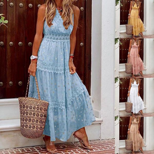 casual dresses polka dots boho women dress maxi v neck summer slip fashion sleeveless designer 2021, Black;gray
casual dresses polka dots boho women dress maxi v neck summer slip fashion sleeveless designer 2021, Black;gray
