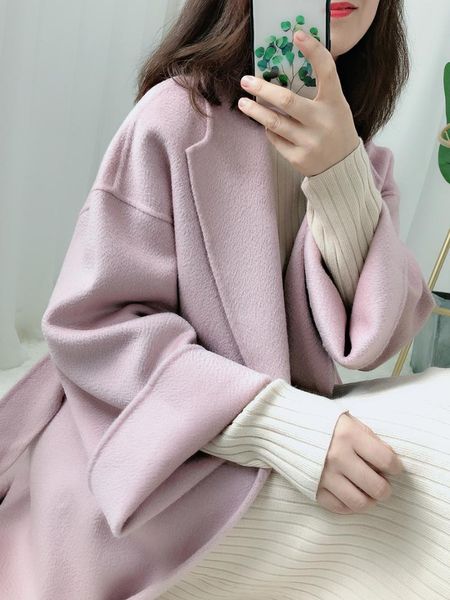 women's wool & blends rose pink water ripple double-sided cashmere coat medium and long style 2021 high-end korean, Black
women's wool & blends rose pink water ripple double-sided cashmere coat medium and long style 2021 high-end korean, Black