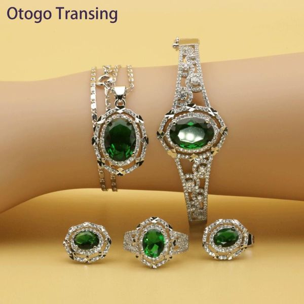 earrings & necklace otogo transing 2021 round green cubic zirconia silver color jewelry sets for women earring pendant ring bracelet set202
earrings & necklace otogo transing 2021 round green cubic zirconia silver color jewelry sets for women earring pendant ring bracelet set202