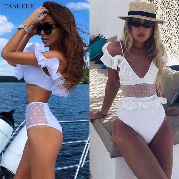 high waist swimsuit women ruffle one piece swimwear female solid bikini lace bathing suit beach wear swim biquini 210324, White;black
high waist swimsuit women ruffle one piece swimwear female solid bikini lace bathing suit beach wear swim biquini 210324, White;black