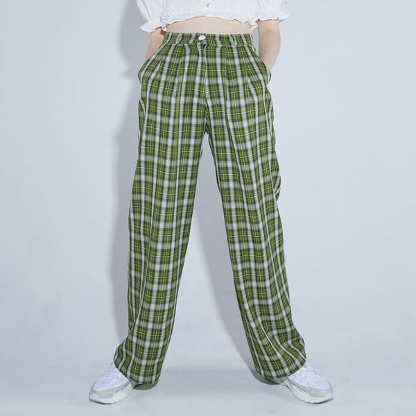 capris women's harajuku street wear green plaid trousers high waist in straight leg, Black;white
capris women's harajuku street wear green plaid trousers high waist in straight leg, Black;white
